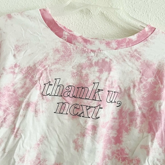 Ariana Grande H&M Divided Thank U Next Pink Tie Dye Cropped Tee Top Size Large - Picture 6 of 8